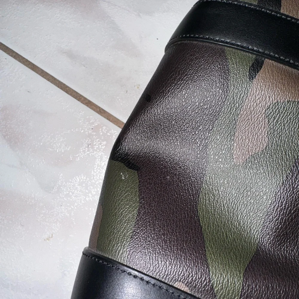 Coach Camouflage Leather-Trim Duffel in Green and Brown